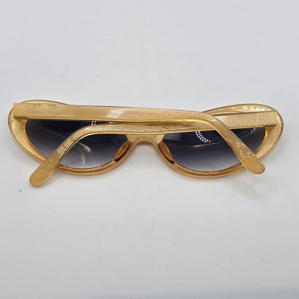 Vintage Jean Lafont Paris Gold Frame Sunglasses Blue Lenses - Picture 8 of 8